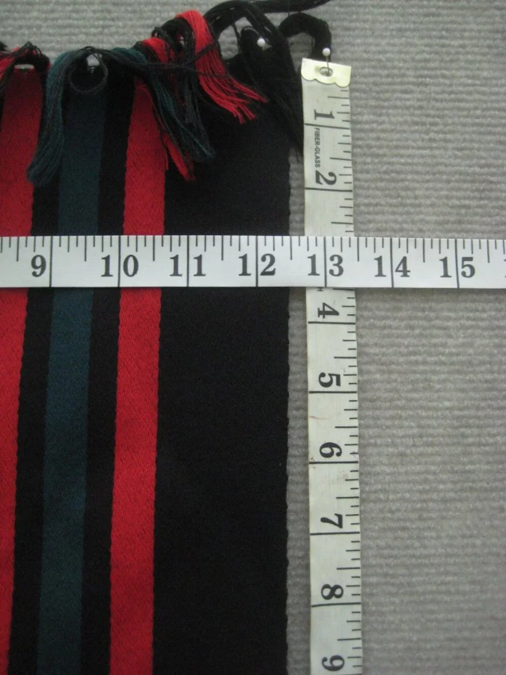 Vintage Boivin Jne Paris Black Scarf Stripe Pattern Fringe France Rectangle